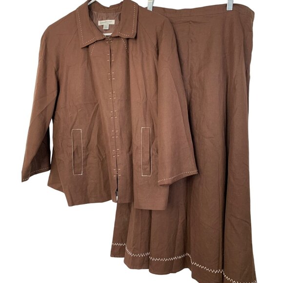 Coldwater Creek 2 piece Midi Skirt Linen Set Jacket Seperates Mixed Size L / XL - Picture 7 of 12